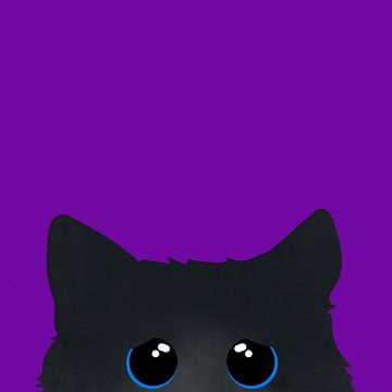 Nieuwsgierige kat met blauwe ogen en roze achtergrond. van Bianca van Dijk