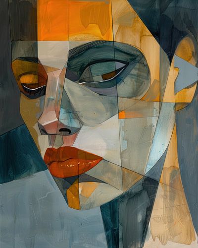 Geometric Female Portrait in Earth tones