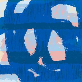 Dromerig landschap in pastelkleuren. Moderne abstracte kunst in blauw