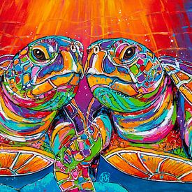 Meeresschildkröten tanzen von Happy Paintings