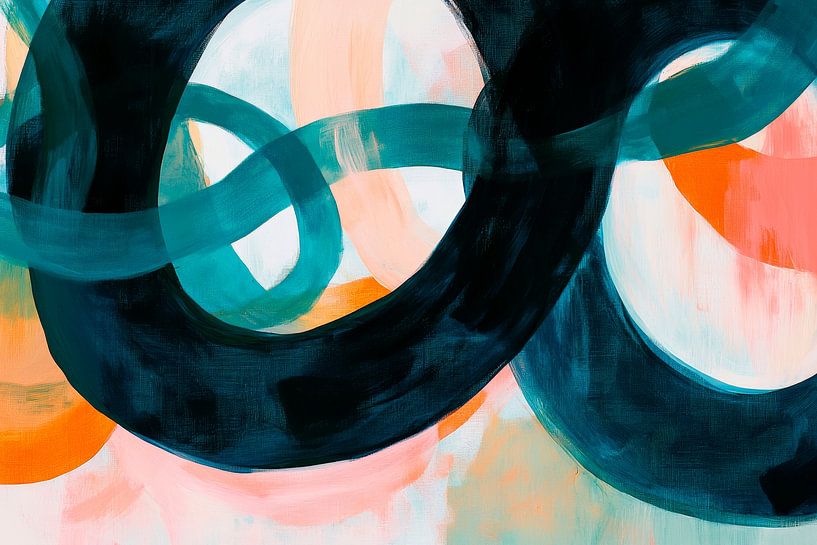 Lignes et cercles colorés - Composition abstraite par Poster Art Shop