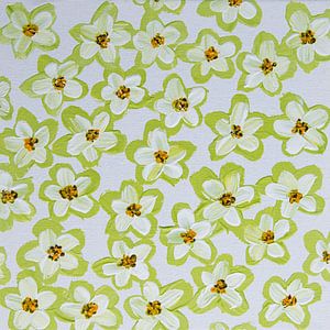 fleurs rétro vert pastel blanc brun jaune