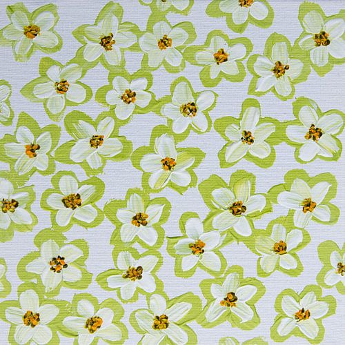 Blumen retro pastellgrün weiß braun gelb