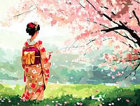 japanse geisha in japanse tuin