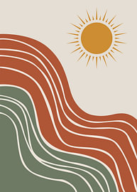 Boho wavy layered hills under radiant sun in earthy tones by Adam Khabibi