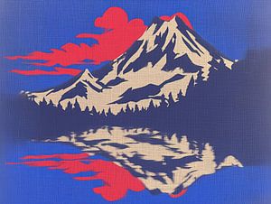 Roter Himmel über dem Berg