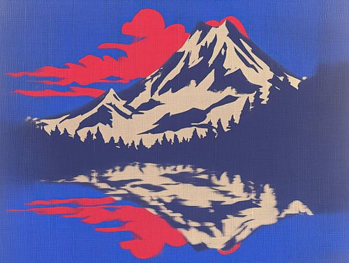 Roter Himmel über dem Berg