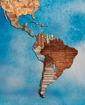 Landkaart Zuid-Amerika hout