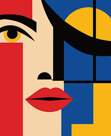 Portrait géométrique d'une femme dans le style Bauhaus