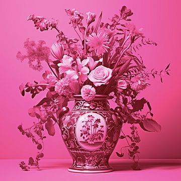 Nature morte aux fleurs en rose sur Vlindertuin Art