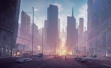 Fond d'écran Illustration de la ville du futur sur Animaflora PicsStock