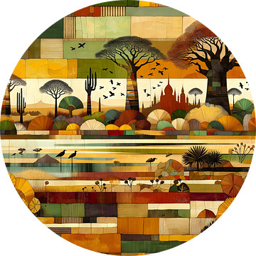 Collage van Afrikaans landschap en lagune van Lois Diallo