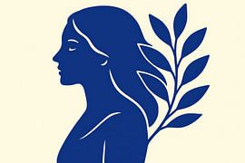 Profil einer Frau mit Blättern von Imperial Art House