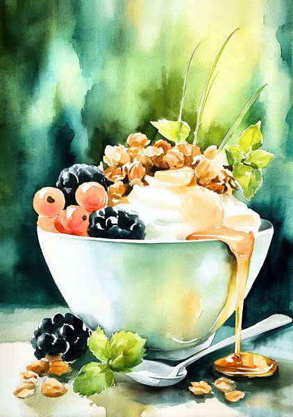 Fruits et noix - aquarelle Nature morte par Niklas Maximilian