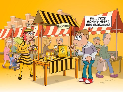 Cartoon; honing met een bijsmaak