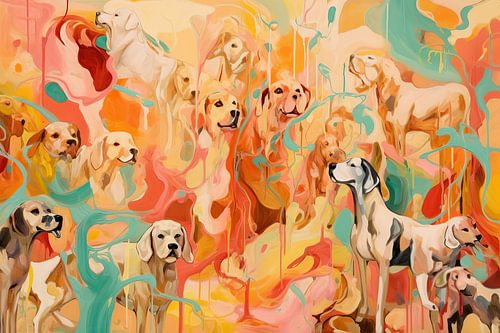 Chiens en train d'être | Œuvre d'art moderne