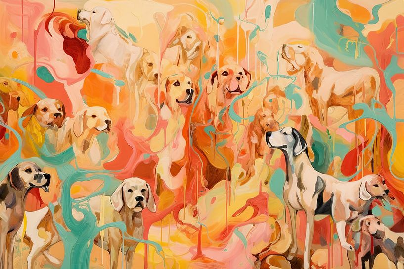 Dogs Being | Modern Artwork by Eye catching paintings