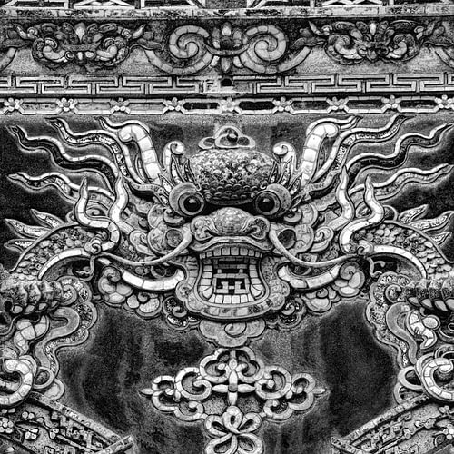 Dragon in the Imperial Citadel of Hue, Vietnam – Black and White, Square