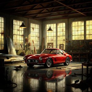 1957 Ferrari 250GT in rustikaler Werkstatt