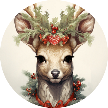 Hert in Groen en Oranje Tinten | kerst