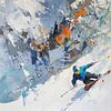 Skiër in actie | Moderne wintersport kunst van Lauren Wilde