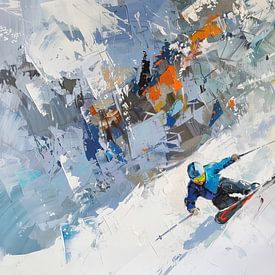 Skifahrer in Aktion | Moderne Wintersportkunst von Lauren Wilde