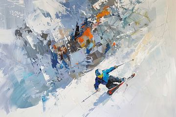 Skiër in actie | Moderne wintersport kunst