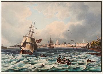 Gezicht op de stad Rotterdam, Johann Ludwig Bleuler