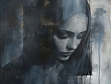 Vrouwenportret | Whisper of the Soul van Abstract Schilderij