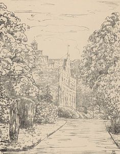 Simon Moulijn, Blick auf das Jagdhaus Ter Horst von der Einfahrt aus. Haus Ter Horst, 1926
