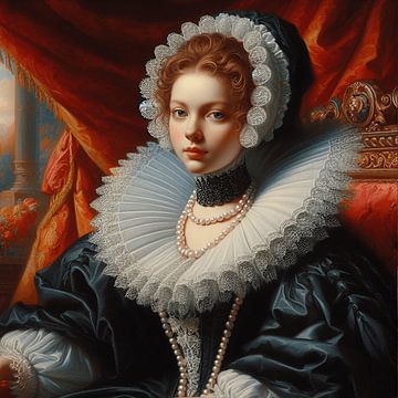portret van dame 17e eeuw van Nicole Habets