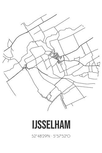 IJsselham (Overijssel) | Landkaart | Zwart-wit