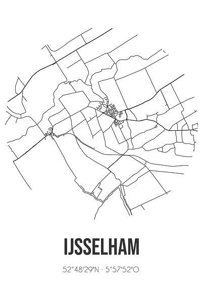 IJsselham (Overijssel) | Landkaart | Zwart-wit van Stad & Wand
