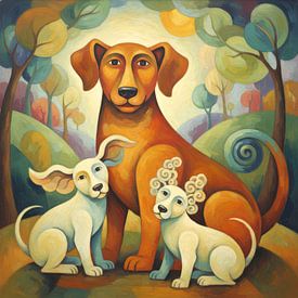 Strange dog family by Jutta Maria Pusl