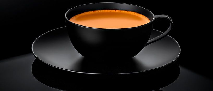 Schwarze Tasse mit heißem Getränk von Poster Art Shop