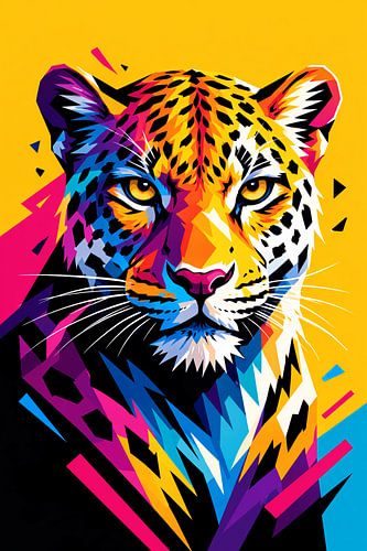 Portrait pop art « Léopard néon »