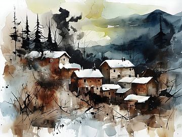 Mijn dorp in de winter van pol ledent