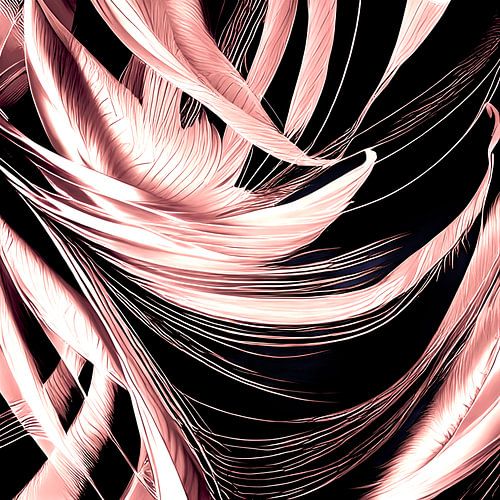 Wirbelnde Federn in sanften Pastelltönen - Kunstdruck