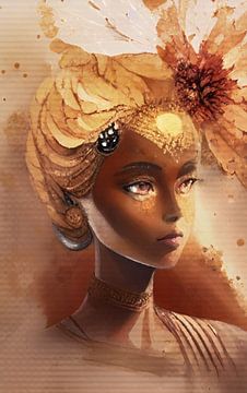 Afrikaanse prinses in goudbruin en koper van Emiel de Lange