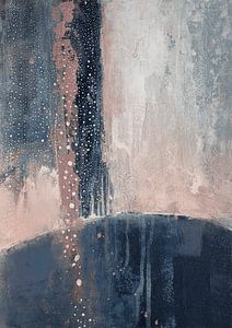 Impression d'art abstrait bleu et blush Paysage