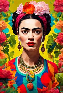 painting of Frida with flowers in her hair sur Dreamy Faces