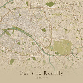 Historische Landkarte von Paris 12 Reuilly, Frankreich von Ortsdrucke