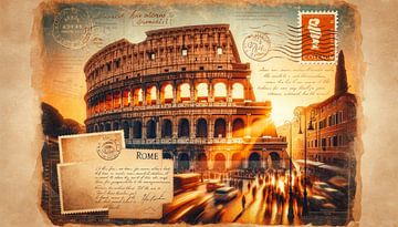 Colosseum in de schemering van Rome van artefacti