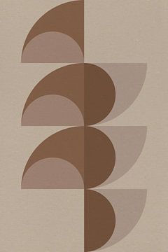 Moderne abstrakte geometrische Kunst im Retrostil in Braun und Beige Nr. 15 von Dina Dankers