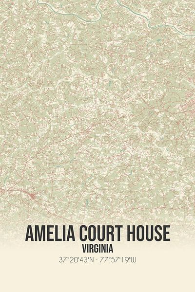 Vintage map of Amelia Court House (Virginia), USA. by Prints of Place