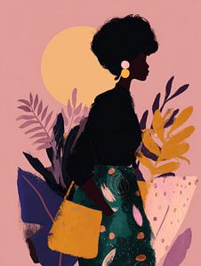 bunte Silhouette einer jungen Frau