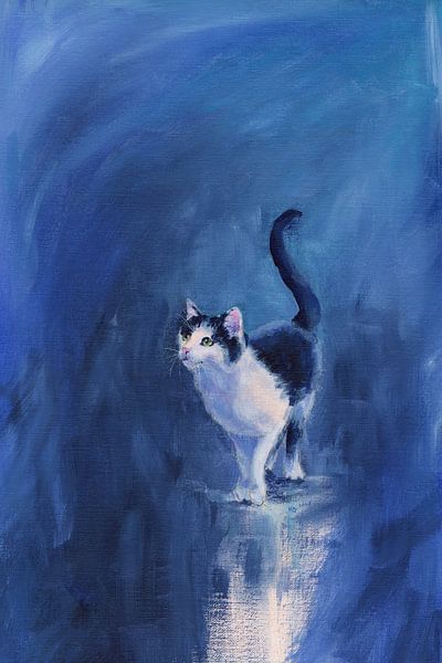 Glückliche Tuxedo Katze von Karen Kaspar