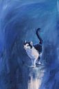 Glückliche Tuxedo Katze von Karen Kaspar Miniaturansicht