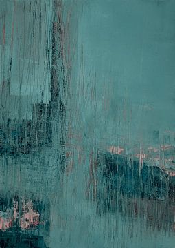 groenblauw abstract van Ela Szczepaniak