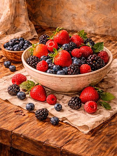 Rustiek gemengd bessenstilleven